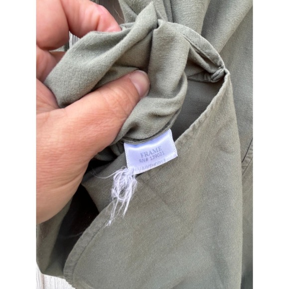 Frame Denim Le Tunic Mandarin Collar Button Up in Military Green‎ M - Picture 7 of 7